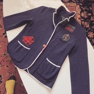 Cozy Crested Ralph Lauren Professors Soft Cotton Blazer Cardigan Jacket